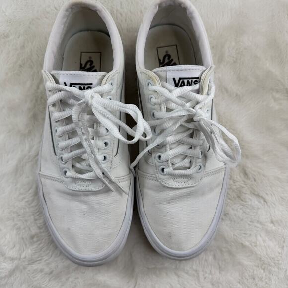 VANS Off The Wall White Leather Low Top Sneakers Mens Size 9 - Picture 8 of 9